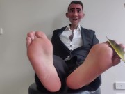 Preview 5 of STEP GAY DAD - TICKLER 3000 - BLACK SUIT, WHITE SHIRT, NO SHOES OR SOCKS TICKLISH FEET TO TEASE🪶👣