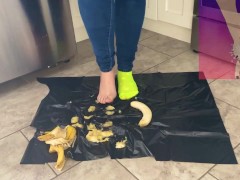 Banana “Crushing” In Socks, Nylon Socks, And Barefeet (First Time Crushing)