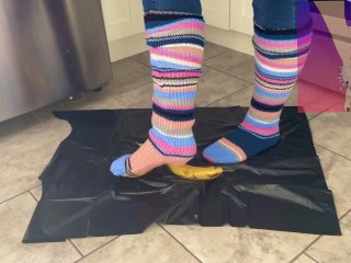 feet, sock fetish, crush, banana