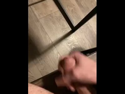 Stroking my HUGE hard cock in kitchen at work almost caught by new employee moaning dirty talk boss