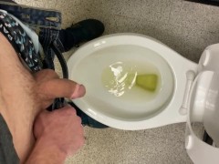 Taking a nice piss in public restroom at work felt so fucking good moaning relief empty bladder