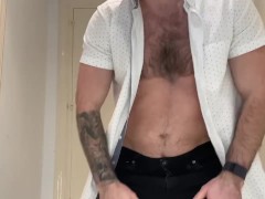 Gay POV domination blowjob from muscular hairy Boss