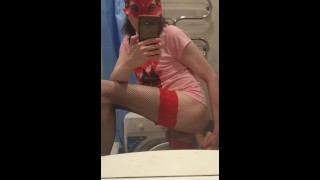 Sissy fucked front of mirror