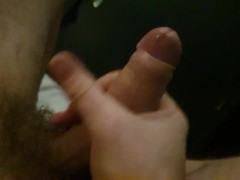 Bedtime solo uncut cumshot