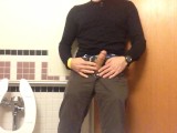 I jerk-off in the hospital public bathroom, almost caught. I forgot to lock the door.