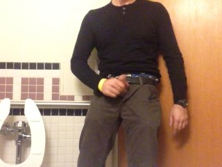 I jerk-off in the hospital public bathroom, almost caught. I forgot to lock the door.