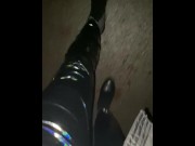 Preview 1 of Sissy public at truck stop in latex leggings and heels