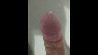Morning stroking ends in ruined orgasm - lots of cum!!!