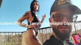 Stepmom smokes then fucks stepson on balcony (REAL OUTDOOR SEX)