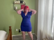 Preview 1 of BBW Striptease Dancing to Candyman Jiggle and Bounce her fat tits and belly in Pantyhose V190
