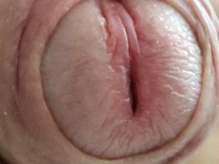 Gentle Stroking of Uncut Cock (close Up)