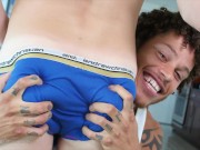 Preview 2 of Latino Jock Uses His 10 Inch Dick To Stretch Out His Straight Friends Ass