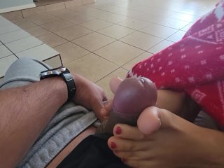 Playing with His Cum After_a Casual Feet_Job