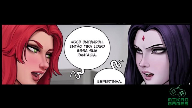 Ravena e Starfire na Academia com Dildo Completo