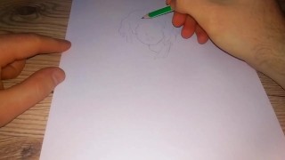 Drawing a pissing Anime Hentai girl