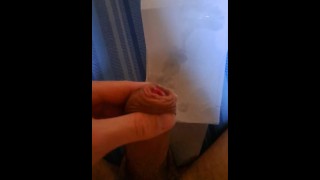 Super fast and silent handjob with cumshot on toilet paper