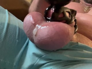 exclusive, big dick, chastity cage, squirt