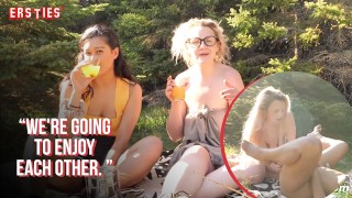 Lesbian Couple Have A Sexy Date Outdoors
