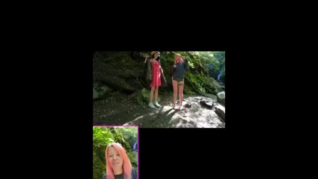 Sexy girls stripping fully nude and exploring a waterfall