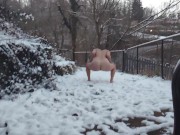 Preview 2 of My boyfriend bet me I wouldn't go outside and piss in the snow!