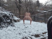 Preview 6 of My boyfriend bet me I wouldn't go outside and piss in the snow!