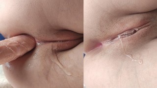 Her pussy gets very wet and squirts as she fucks her ass with a dildo!  Anal