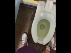 Running late full bladder made it to public restroom just in time shy bladder piss weak knees car 4K
