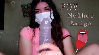 Pov- Your High School Friend Guides You To Handjob And Gives A Brief Wet Blowjob