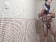 Preview 4 of Solo male. Bearded & tattooed bear in the shower