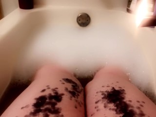 Thicc Trans BBW Drips Wax on Thighs in the Bath Tub