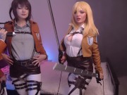 Preview 2 of 4K Mikasa & Historia & Sasha 3some Fuck