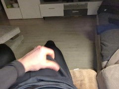 Squeezing cum eruption from meat volcano