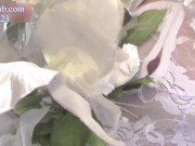 Preview 1 of Massive squirting masturbation with a vibrator in a wedding dress part 1