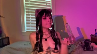 cat girl deep throat training, full vid on onlyfans!