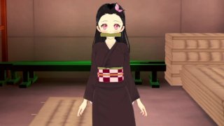 変態無修正Cute猫はジムの寝室でタンジロに犯されます悪魔Slayerアニメ3D