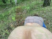 Preview 6 of sex in the forest ends vaginally in public with two dildos real sex juicy pussy beautiful ass inside