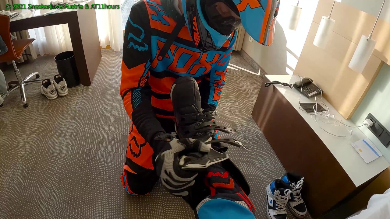 Sniff, lick, trample by friends mx boots and getting jerked off