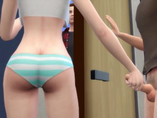 in front of husband, sims 4, anal, public