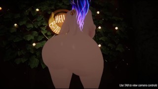 Big butt dancing to the music (butt expansion)
