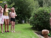 Preview 2 of CFNM group public BJ and HJ by femdom babes outdoor