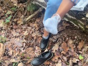 Preview 3 of College Girl gives Dirty surprise SOCKJOB during hike 😈
