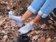Preview 5 of College Girl gives Dirty surprise SOCKJOB during hike 😈