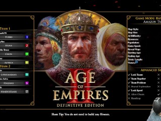 【age of Empire 2】001 4 Speler 3 Moeilijkste AI, Hongerige Hunnen Komen Hun Regio Binnen