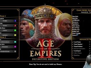 【age of Empire 2】001 4 Jogador 3 AI Mais Difícil, Hungry Huns Entra Em Sua Região