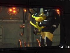 Crazy anal alien sex with a huge cock in the spacecraft