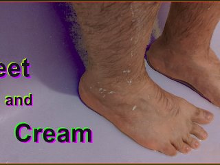 wet and messy, feet, verified amateurs, cream