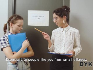 DYKE4K. New Girl and Her Naughty Coworkers