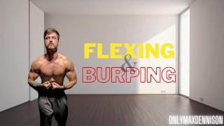 Flexionando e arrotando atleta musculoso