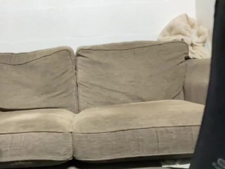 Симпатичный гладкий красавчик играет с гладкой тугой попкой в кружевном белье и пытается втиснуть в него фаллоимитатор