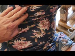 Lifting up a random shy girls dress in a public bar